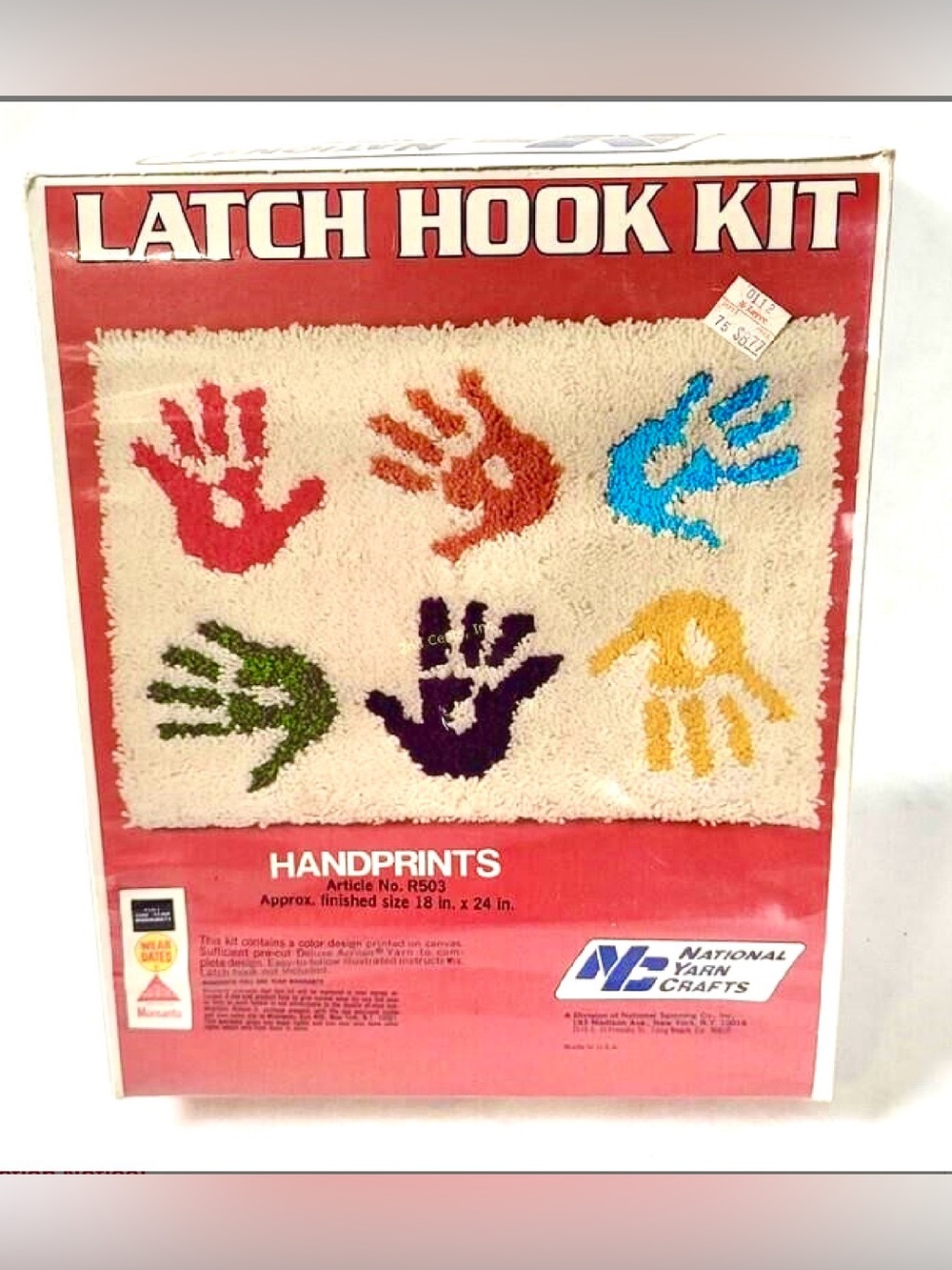 VTG New Sealed Handprints Latch Hook Rug Kit, 18x24”, Retro MCM Decor, Colorful